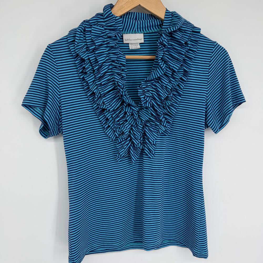 Soft Surroundings Top‎ Women’s Small Exaggerated Ruffle Collar Feminine Classic